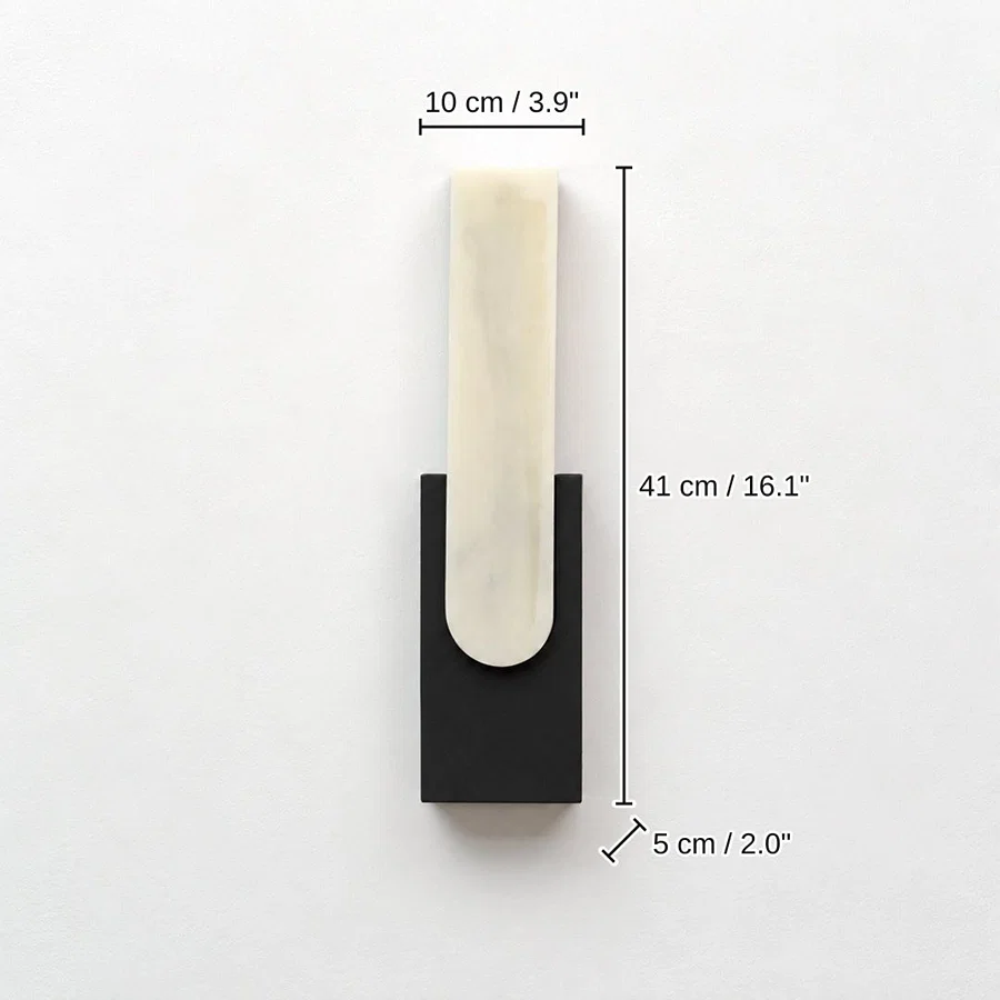 Columnus Alabaster Wall Lamp - Black, 41 x 10 x 5 cm (16.1 x 3.9 x 2.0 inches) dimensions