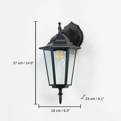 Down Facing Outdoor Wall Light - Small, 37 x 16 x 23 cm (14.6 x 6.3 x 9.1 inches) dimensions