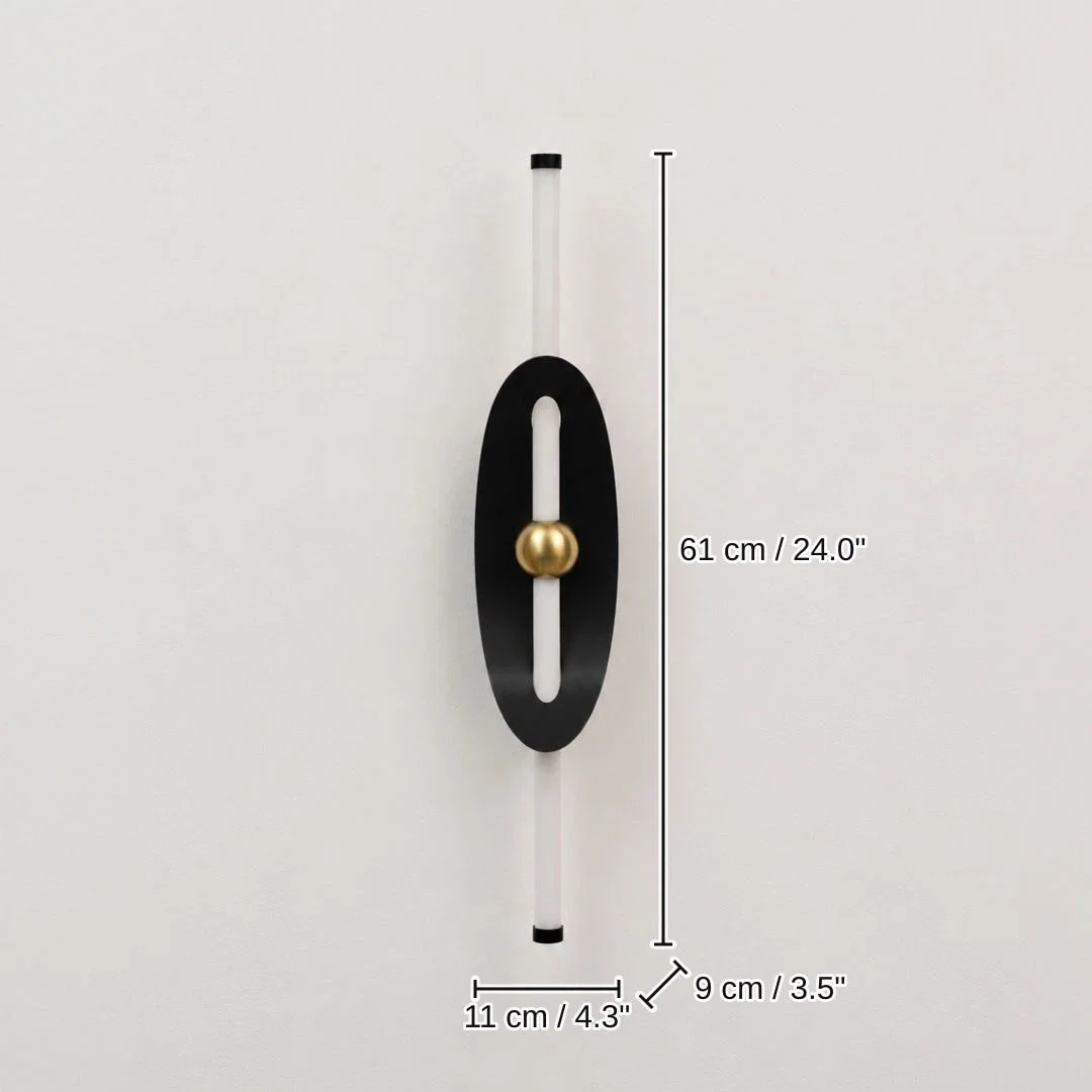 Eclipse Curved Shield Wall Light - Black, 61 x 11 x 9 cm (24.0 x 4.3 x 3.5 inches) dimensions
