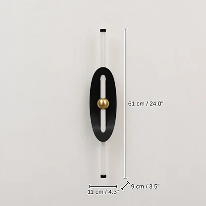 Eclipse Curved Shield Wall Light - Black, 61 x 11 x 9 cm (24.0 x 4.3 x 3.5 inches) dimensions