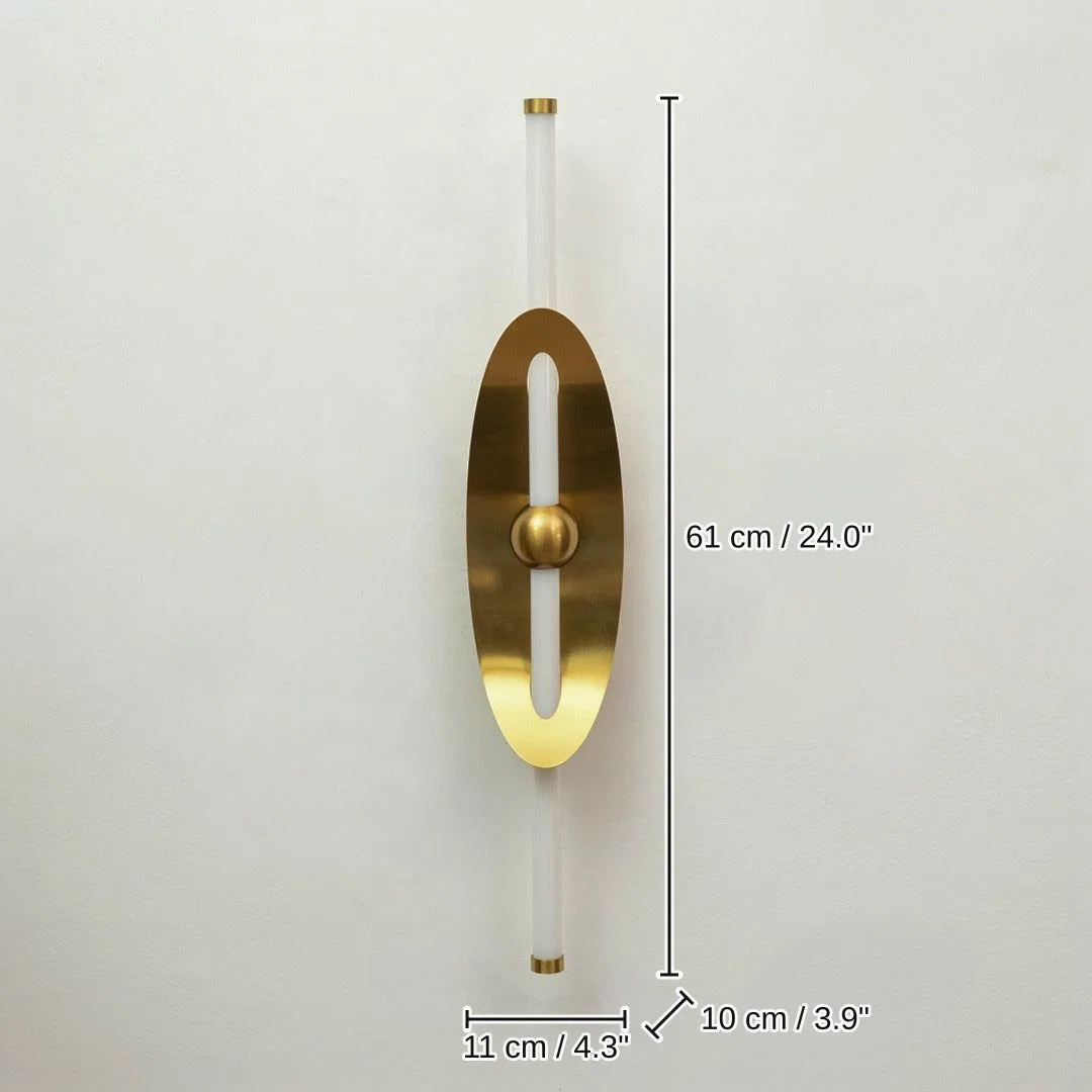 Eclipse Curved Shield Wall Light - Gold, 61 x 11 x 10 cm (24.0 x 4.3 x 3.9 inches) dimensions