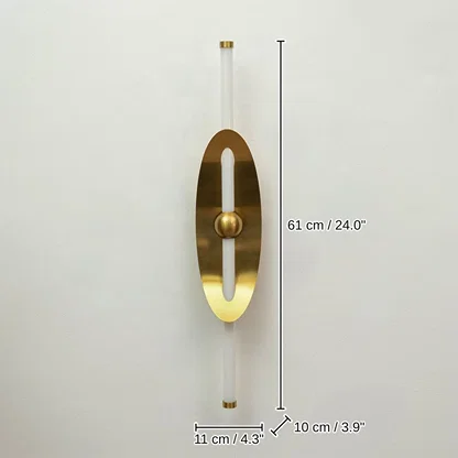 Eclipse Curved Shield Wall Light - Gold, 61 x 11 x 10 cm (24.0 x 4.3 x 3.9 inches) dimensions