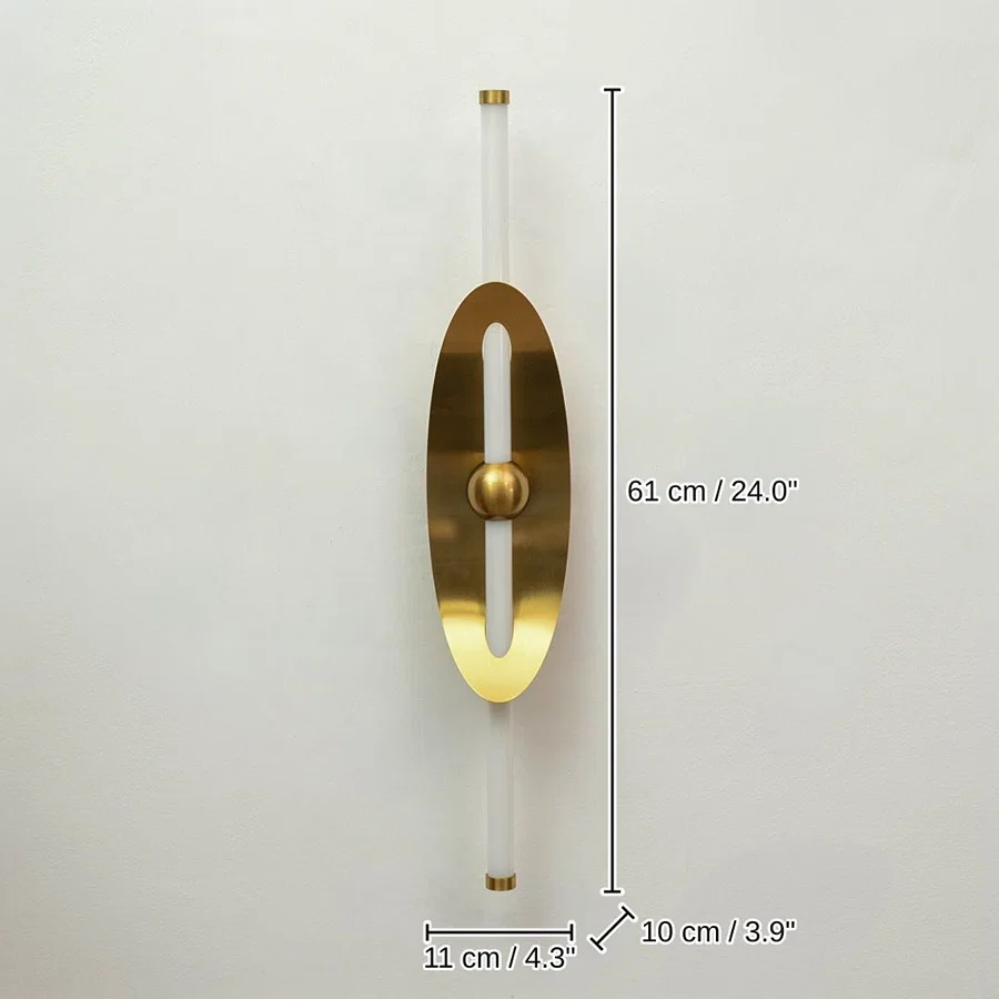 Eclipse Curved Shield Wall Light - Gold, 61 x 11 x 10 cm (24.0 x 4.3 x 3.9 inches) dimensions