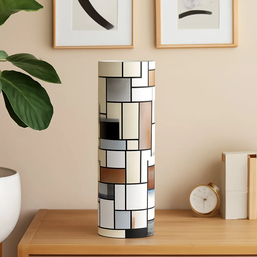 Modern white sculptural ceramic vase styled in a soft minimal room setting adding artistic elegance to contemporary home decor.