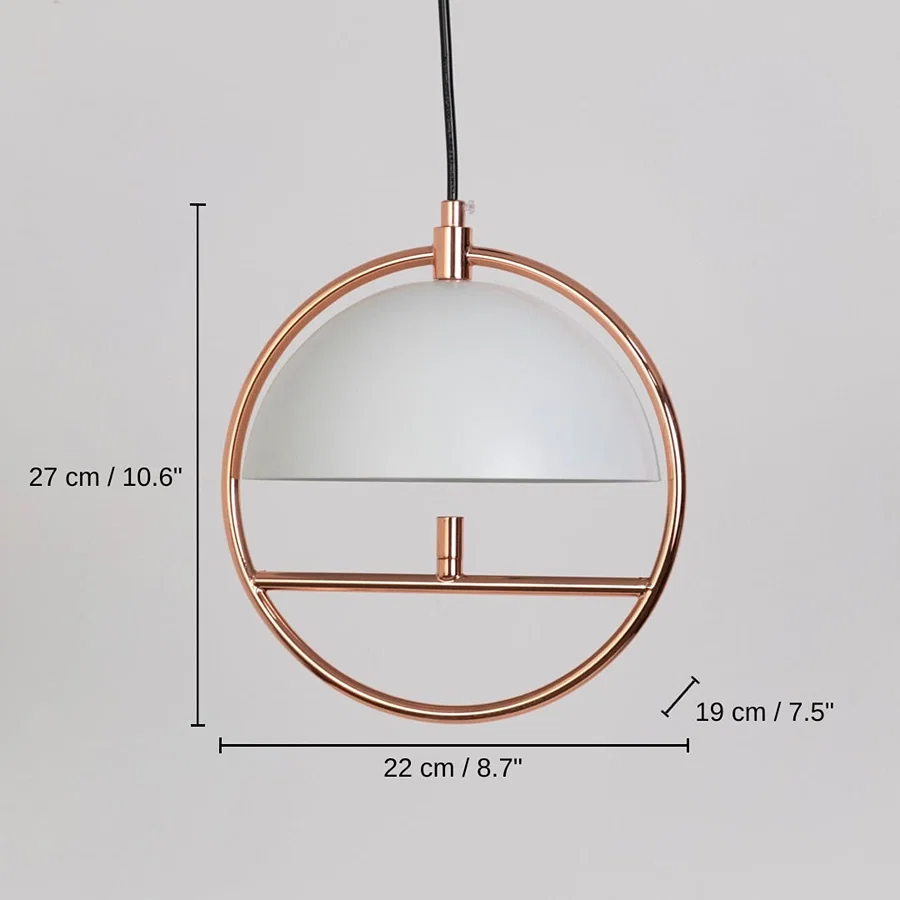 White metal and rose gold pendant light, base 27 x 22 x 19 cm (10.6 x 8.7 x 7.5 inches), canopy 10 x 10 cm (3.9 x 3.9 inches) dimensions