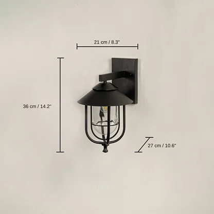 Lima Outdoor Wall Sconce - Medium, light 36 x 17 x 27 cm (14.2 x 6.7 x 10.6 inches), canopy 11 x 18 cm (4.3 x 7.1 inches) dimensions