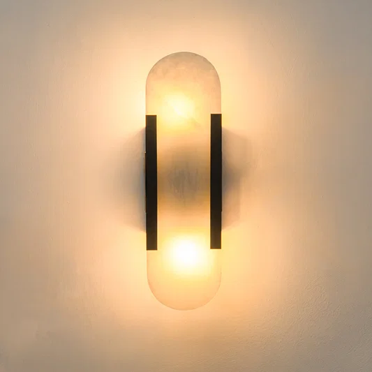 Lumina Alabaster Black Wall Light - Medium