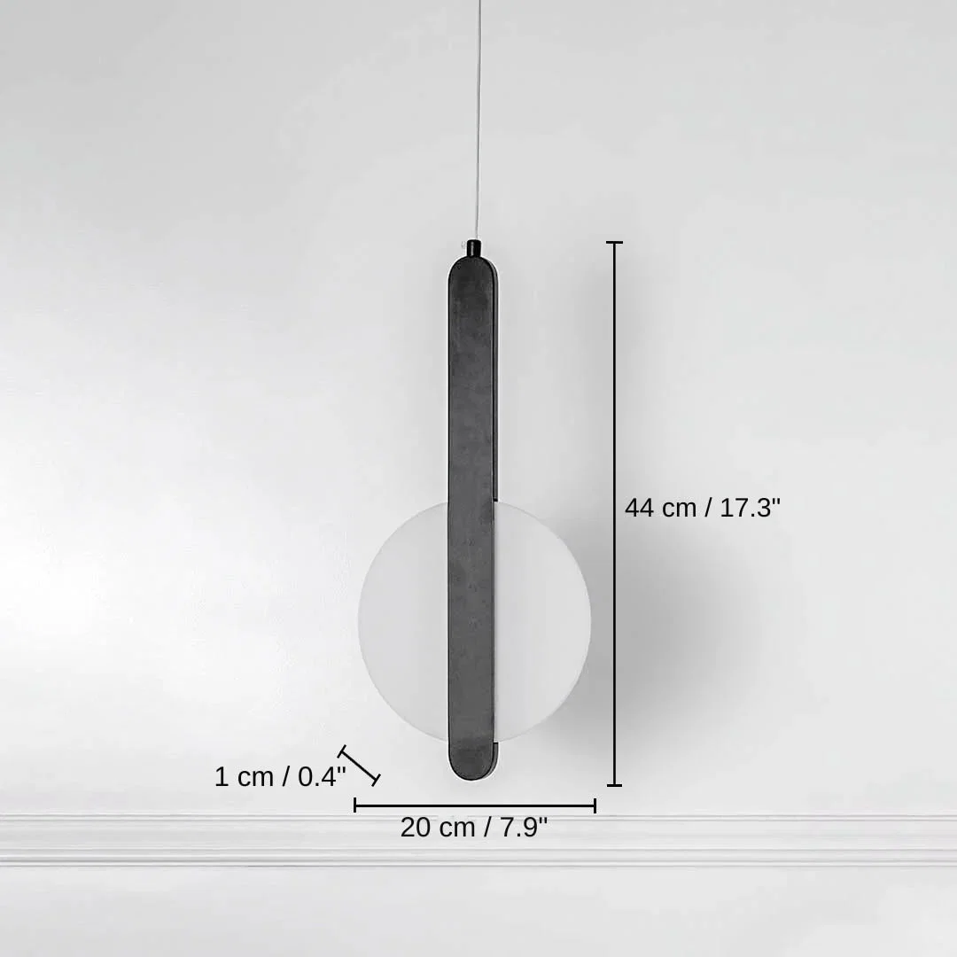 Luminous Disc Pendant Light - Split, 44 x 20 x 1 cm (17.3 x 7.9 x 0.4 inches) dimensions