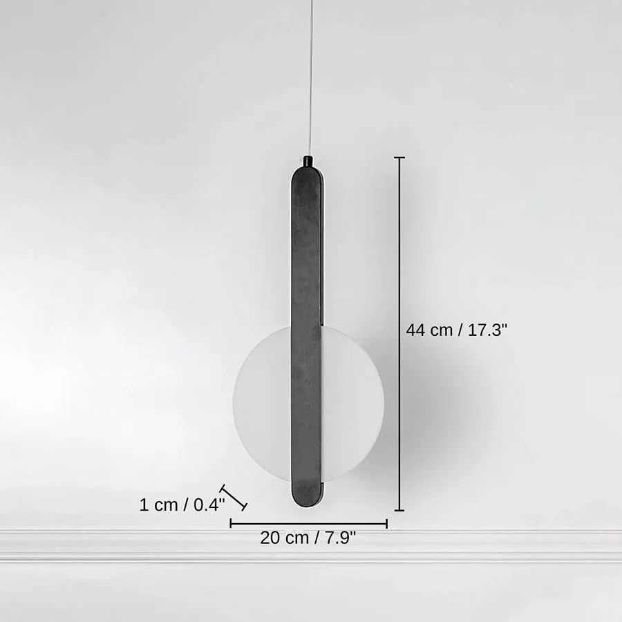 Luminous Disc Pendant Light - Split, 44 x 20 x 1 cm (17.3 x 7.9 x 0.4 inches) dimensions