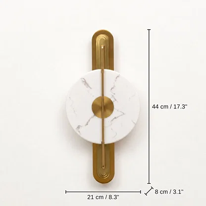 Lyra Pill-Backplate Alabaster Sconce, 44 x 21 x 8 cm (17.3 x 8.3 x 3.1 inches) dimensions
