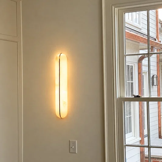 Lyra Vertical Alabaster Wall Sconce