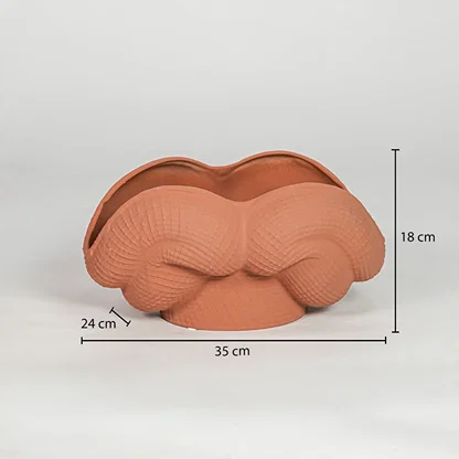 Orange ceramic bowl vase size 18 cm height 35 cm width 24 cm depth decorative centerpiece for table console shelf styling.
