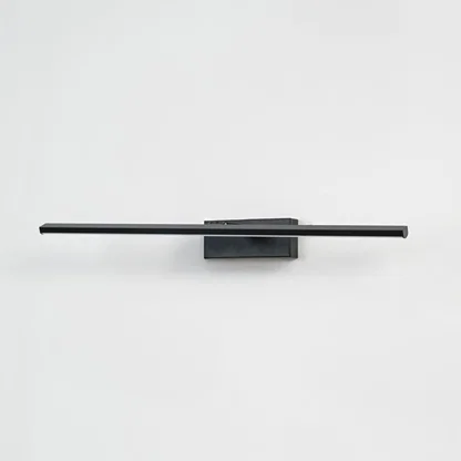 Modern black LED wall light measuring 61 cm wide with slim rectangular profile designed for bathrooms or vanity spaces.