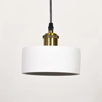White metal pendant light with polished gold fittings designed for stylish contemporary spaces.