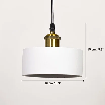 Mono Pendant Light - White, base 15 x 16 x 16 cm (5.9 x 6.3 x 6.3 inches), canopy 10 x 10 cm (3.9 x 3.9 inches) dimensions