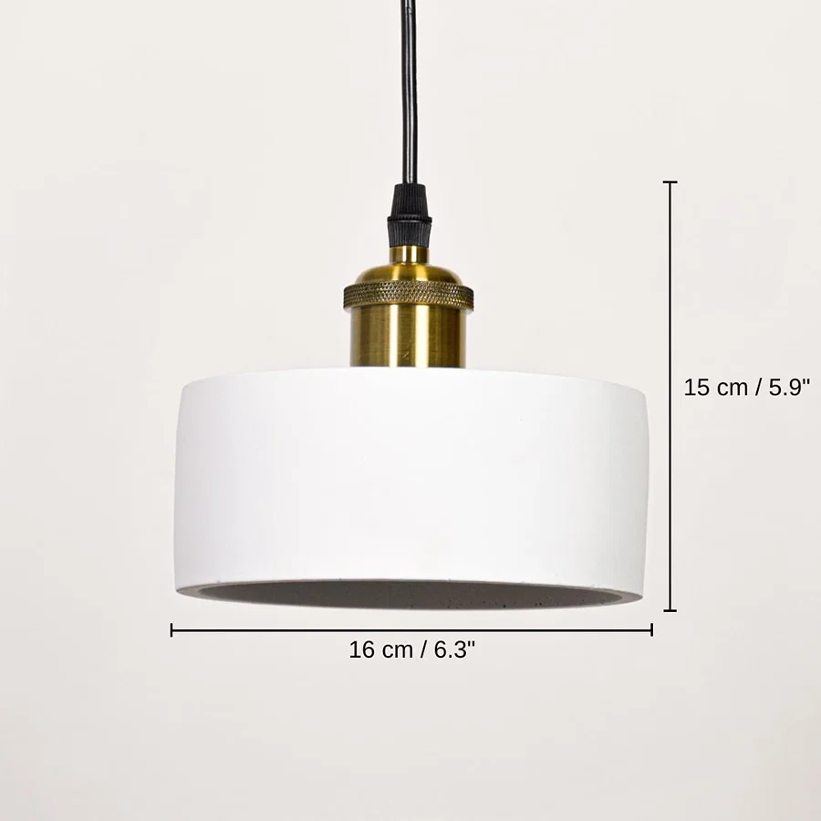 Mono Pendant Light - White, base 15 x 16 x 16 cm (5.9 x 6.3 x 6.3 inches), canopy 10 x 10 cm (3.9 x 3.9 inches) dimensions