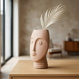Moon Face Ceramic Vase - Orange