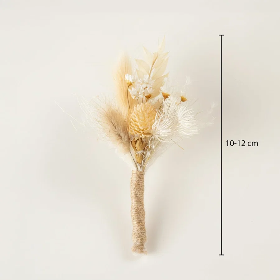 Dried floral bunch with ivory and beige tones showing height 10 to 12 cm ideal for small vase styling and soft home Decor accent.