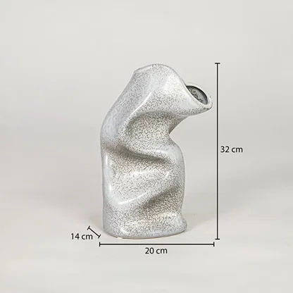 Grey ceramic decorative flower vase size 32 cm height 20 cm length 14 cm width textured finish modern home decor vase dimension image.