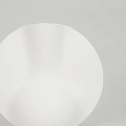 Closeup image of white ceramic modern vase for elegant tabletop decor styling with smooth matte finish display.