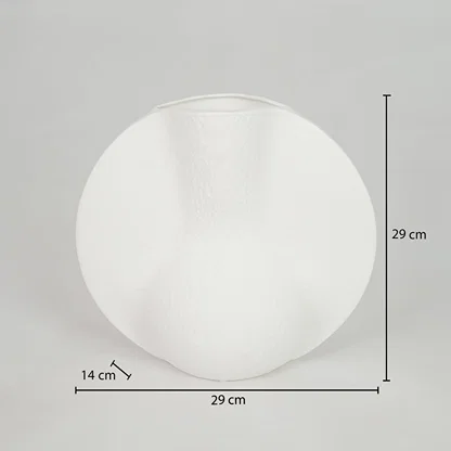 Dimension image of white ceramic decor plate measuring 29 cm for modern dining table styling with matte finish.