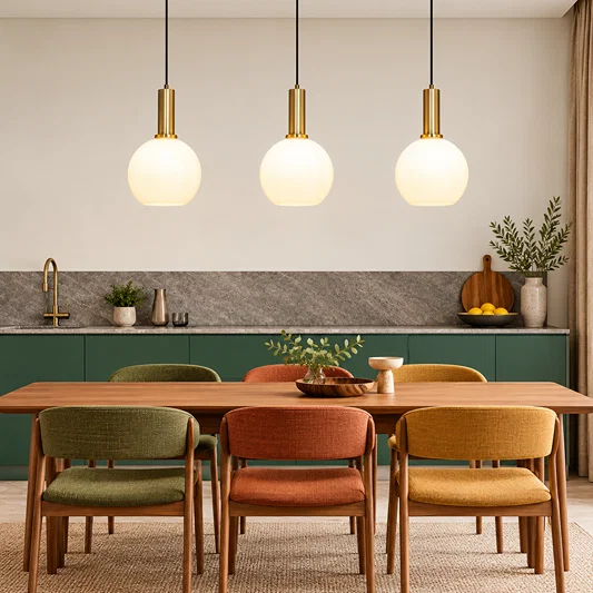 Orb 3-Light Rectangular Cluster Hanging Light With Ceiling Plate - Large