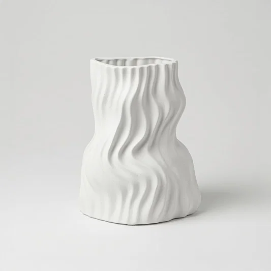 Modern white decorative flower vase isolated clean background stylish ceramic vase for home decor accent.