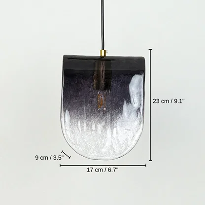 Frosted gradient glass pendant light, 23 x 17 x 8 cm (9.1 x 6.7 x 3.1 inches) dimensions