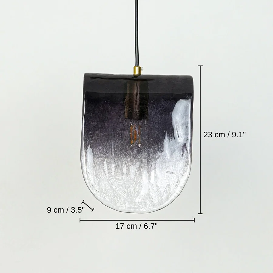 Frosted gradient glass pendant light, 23 x 17 x 8 cm (9.1 x 6.7 x 3.1 inches) dimensions