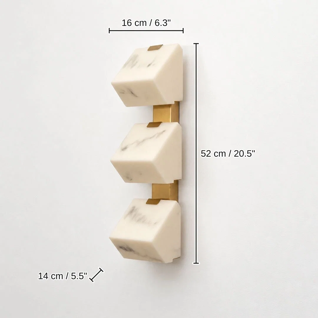 Prisma 3-Light Alabaster Wall Light, 52 x 16 x 14 cm (20.5 x 6.3 x 5.5 inches) dimensions