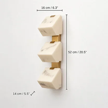 Prisma 3-Light Alabaster Wall Light, 52 x 16 x 14 cm (20.5 x 6.3 x 5.5 inches) dimensions