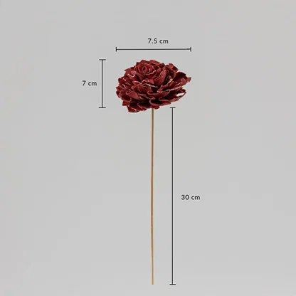Red sola flower stick dimensions 30 cm stem and 7.5 cm bloom is an artificial decorative flower for home decor and events.