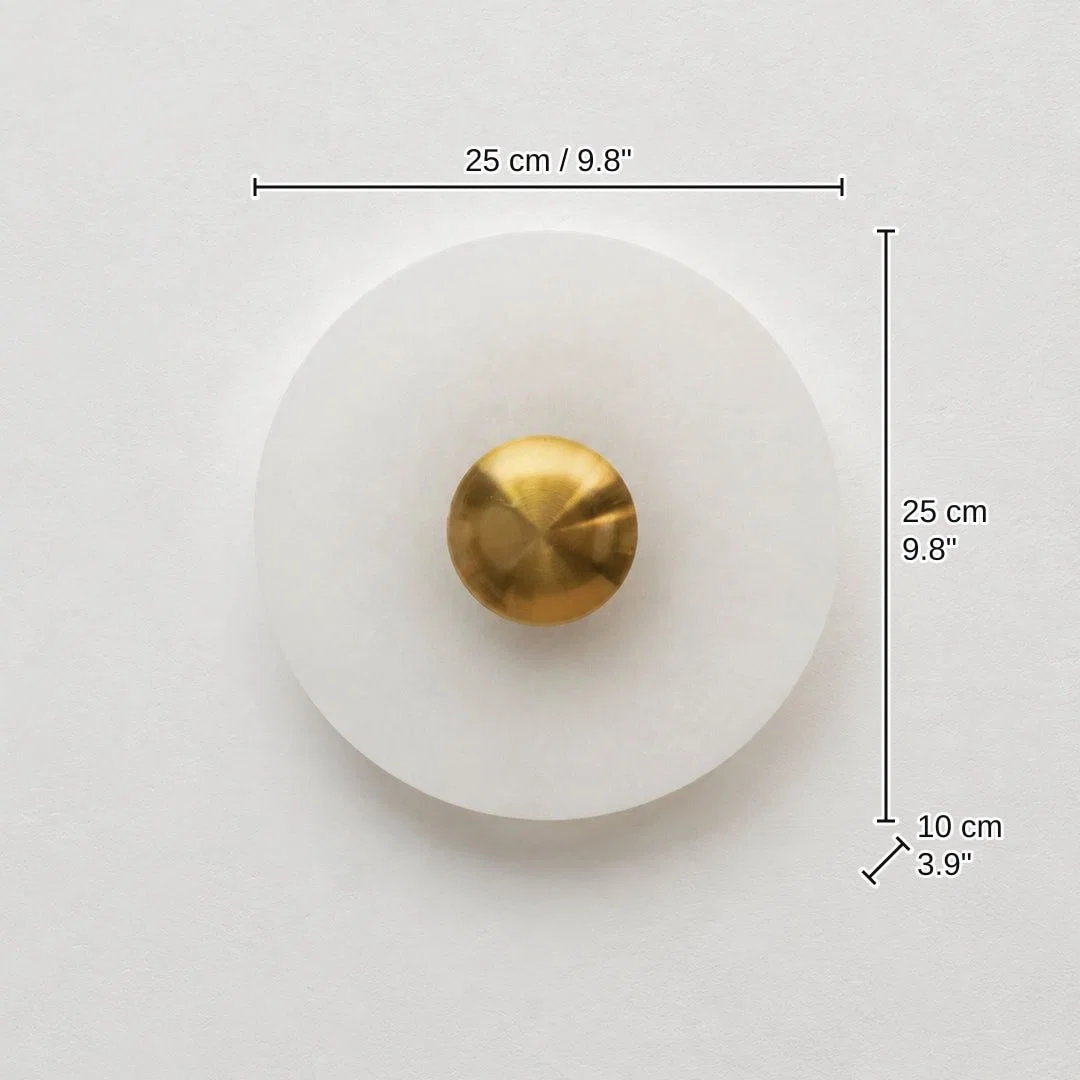 Solaria Round Disc Wall Sconce, 25 x 25 x 10 cm (9.8 x 9.8 x 3.9 inches) dimensions