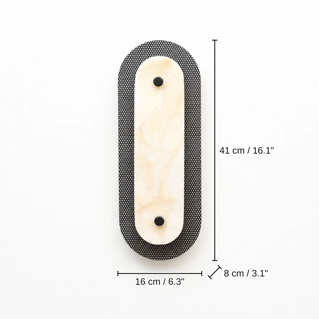 Solstice Alabaster Wall Sconce - Black, 41 x 16 x 8 cm (16.1 x 6.3 x 3.1 inches) dimensions
