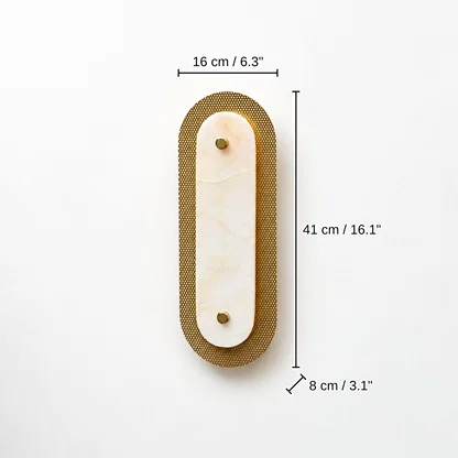 Solstice Alabaster Wall Sconce - Gold, 41 x 16 x 8 cm (16.1 x 6.3 x 3.1 inches) dimensions