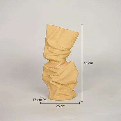 Beige ceramic vase measuring 45 cm height and 25 cm width for modern tabletop and shelf decor styling.