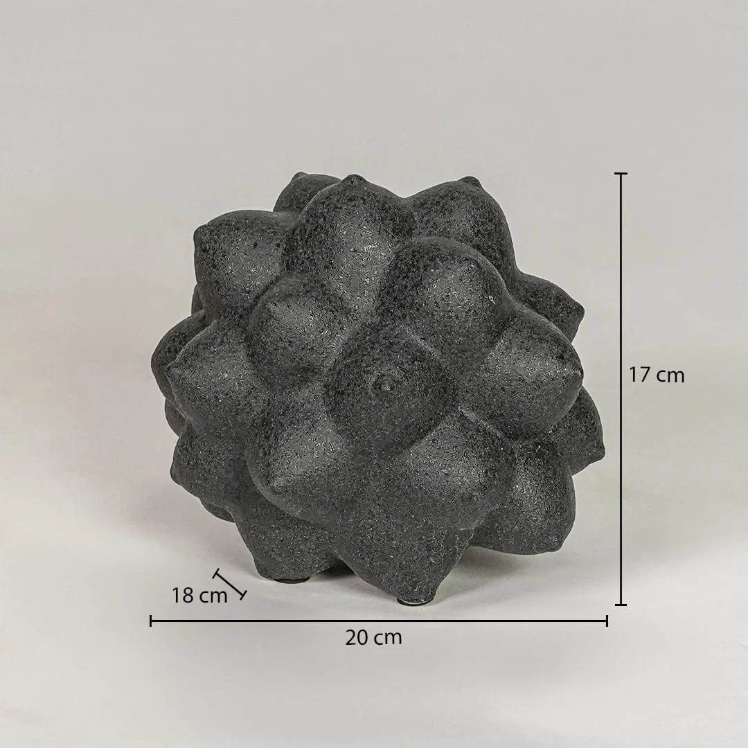 Black ceramic decor sculpture size 17 cm height 20 cm width 18 cm depth modern decorative showpiece for table styling.