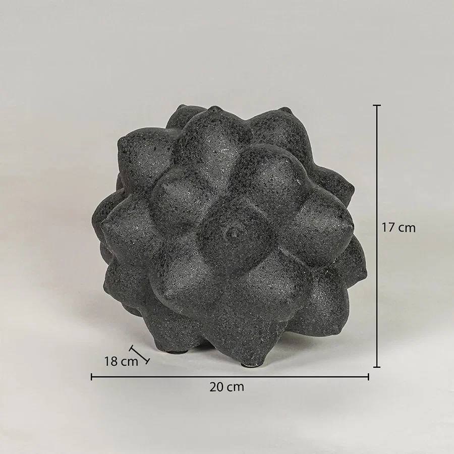 Black ceramic decor sculpture size 17 cm height 20 cm width 18 cm depth modern decorative showpiece for table styling.