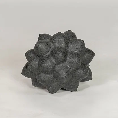Black ceramic decor sculpture with textured design modern showpiece for table console shelf home decor styling.