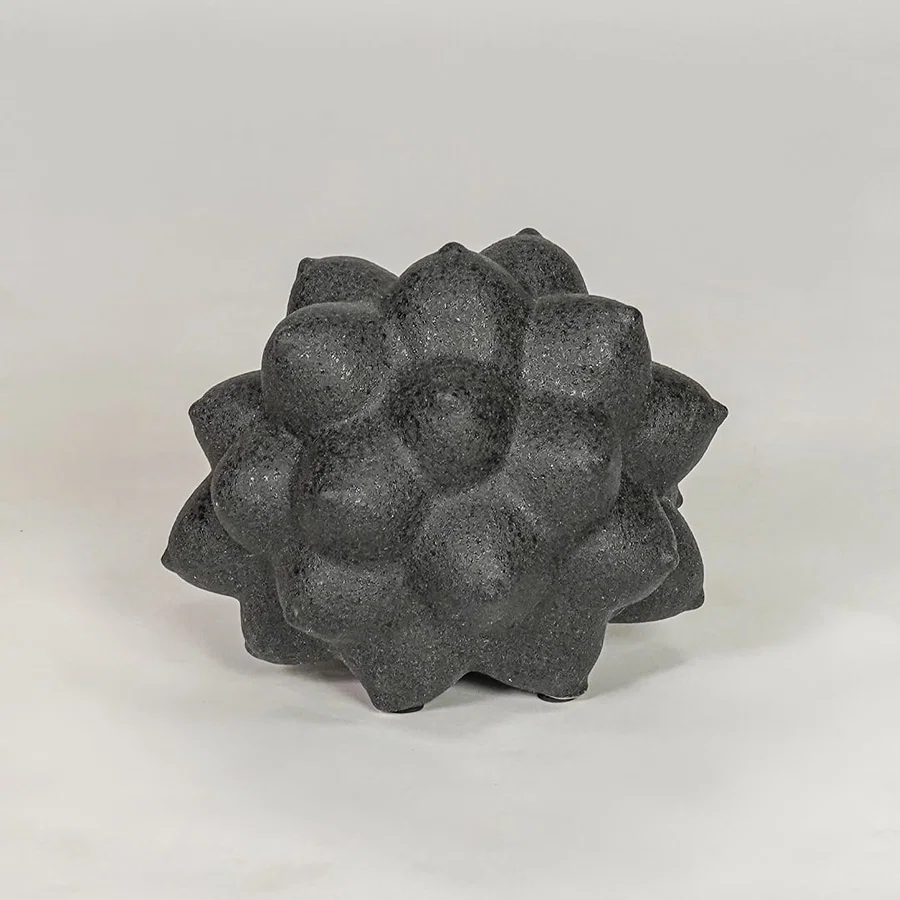 Black ceramic decor sculpture with textured design modern showpiece for table console shelf home decor styling.