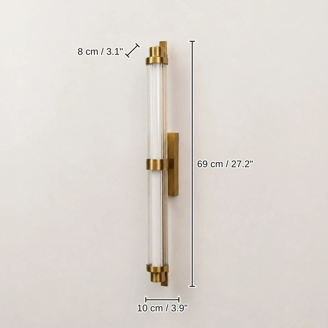 Valen Linear Glass Wall Sconce, 69 x 10 x 8 cm (27.2 x 3.9 x 3.1 inches) dimensions