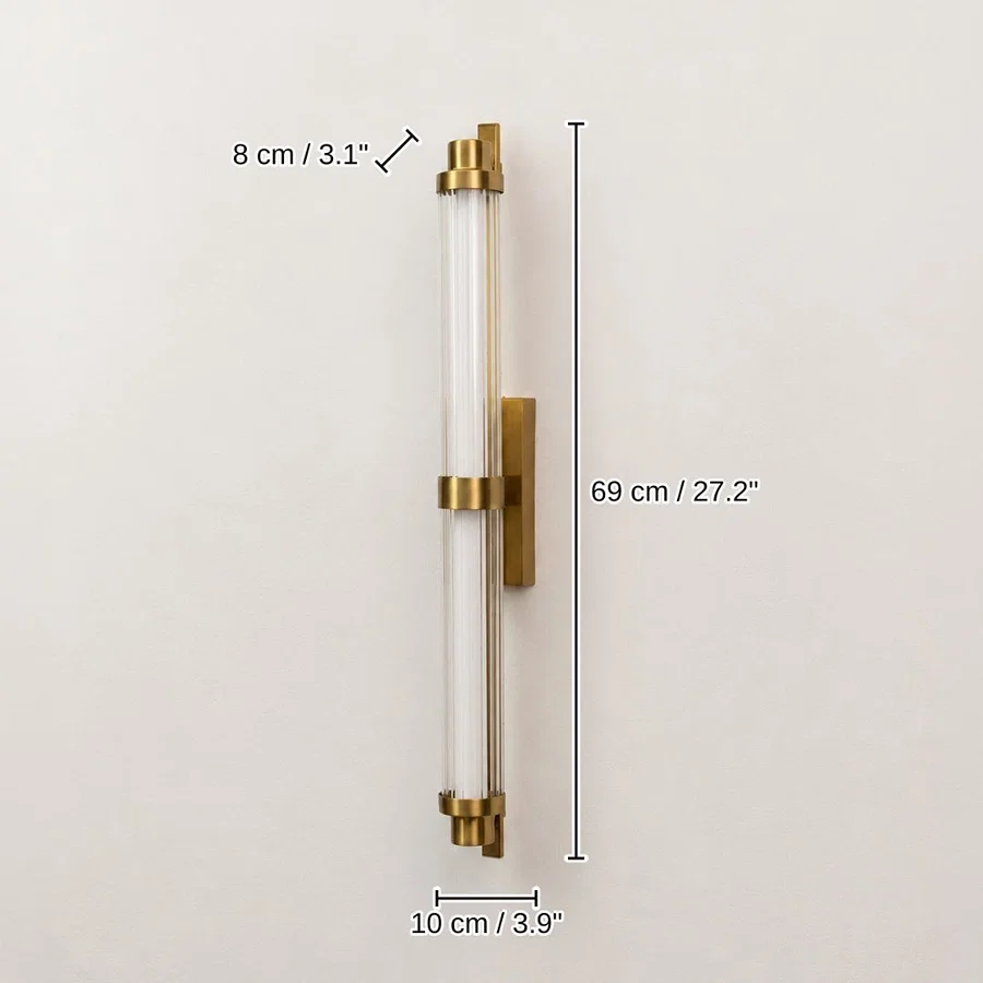 Valen Linear Glass Wall Sconce, 69 x 10 x 8 cm (27.2 x 3.9 x 3.1 inches) dimensions