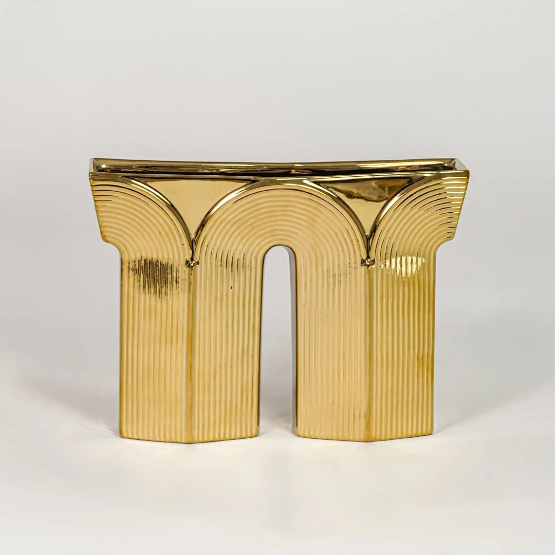 Gold metal decorative sculpture modern designer showpiece for table console shelf living room home decor styling.
