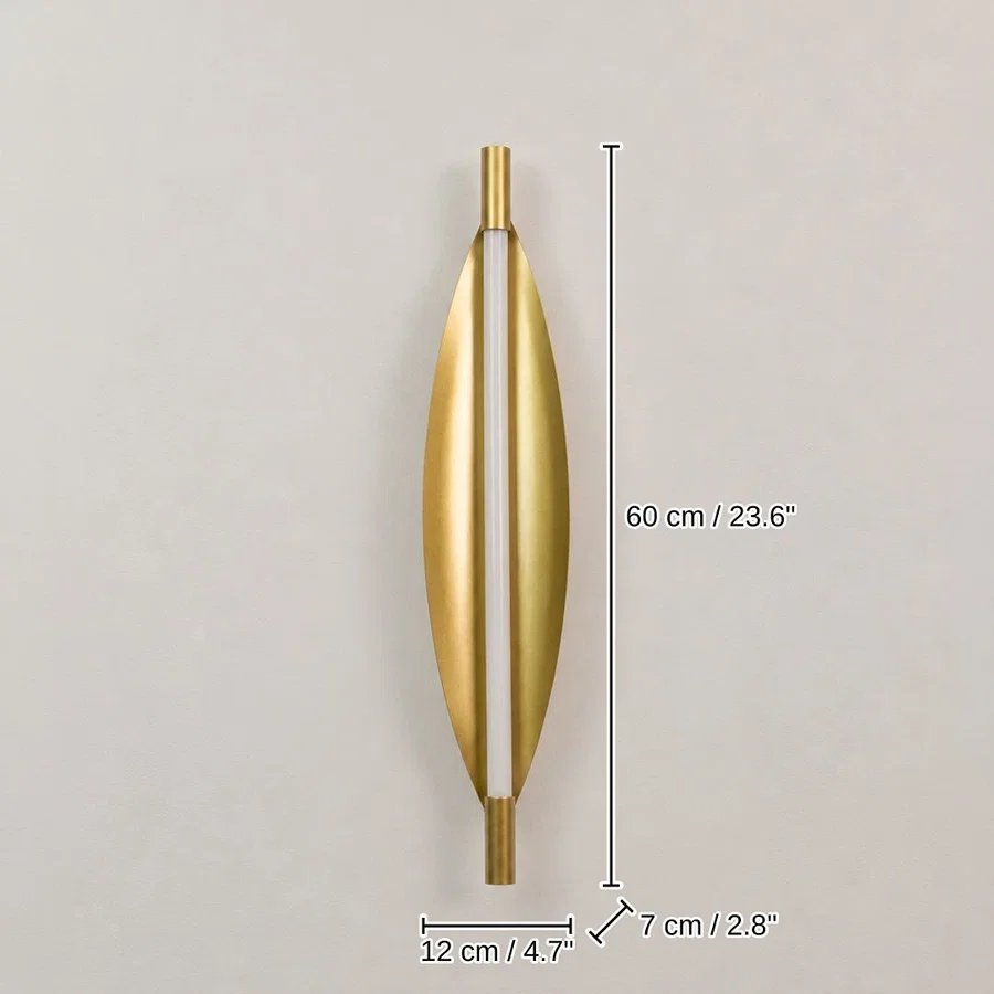 Zephyr Spindle Wall Light, 60 x 12 x 7 cm (23.6 x 4.7 x 2.8 inches) dimensions